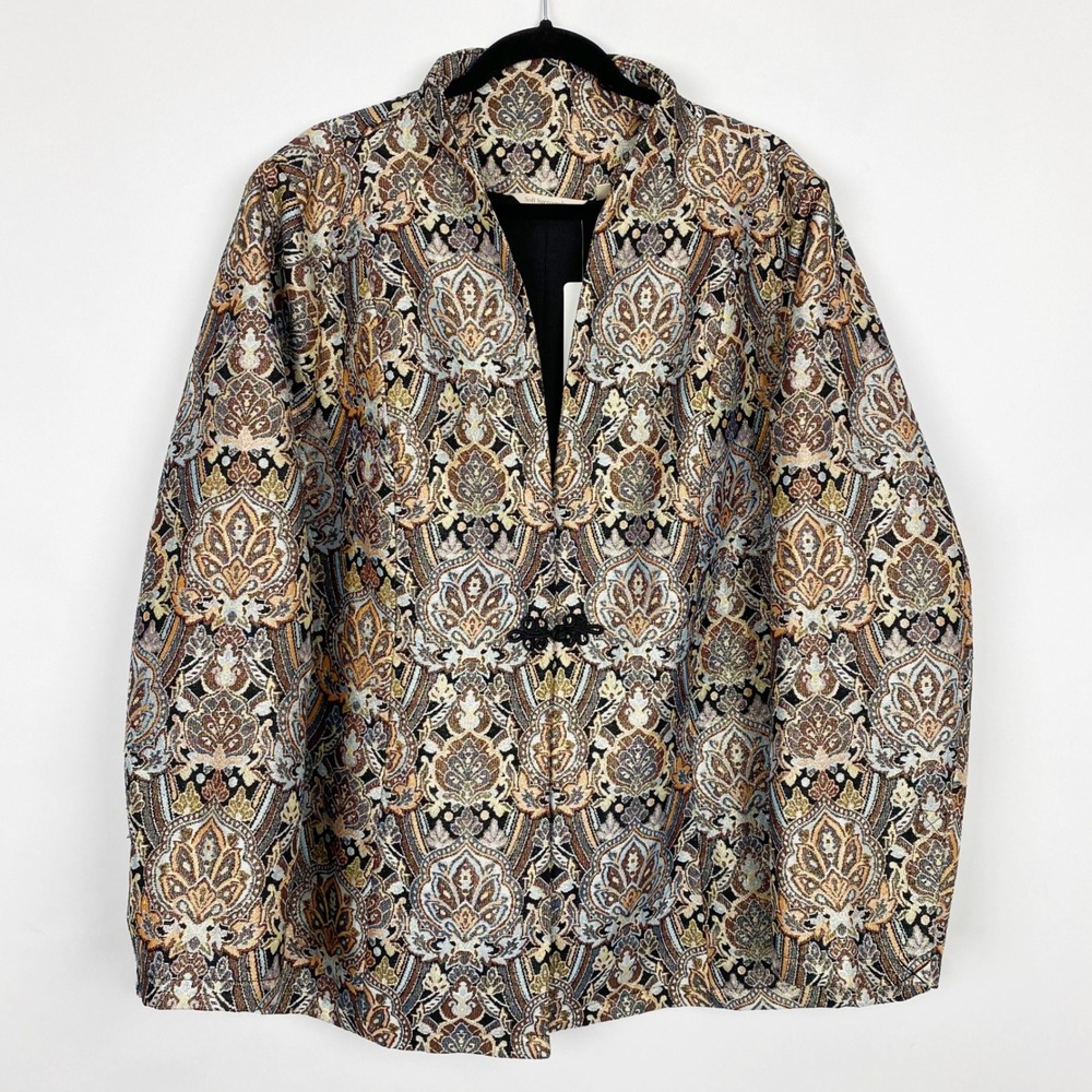 Soft Surroundings Venezia Paisley Jacquard Frog Button Jacket Women 3X NWT